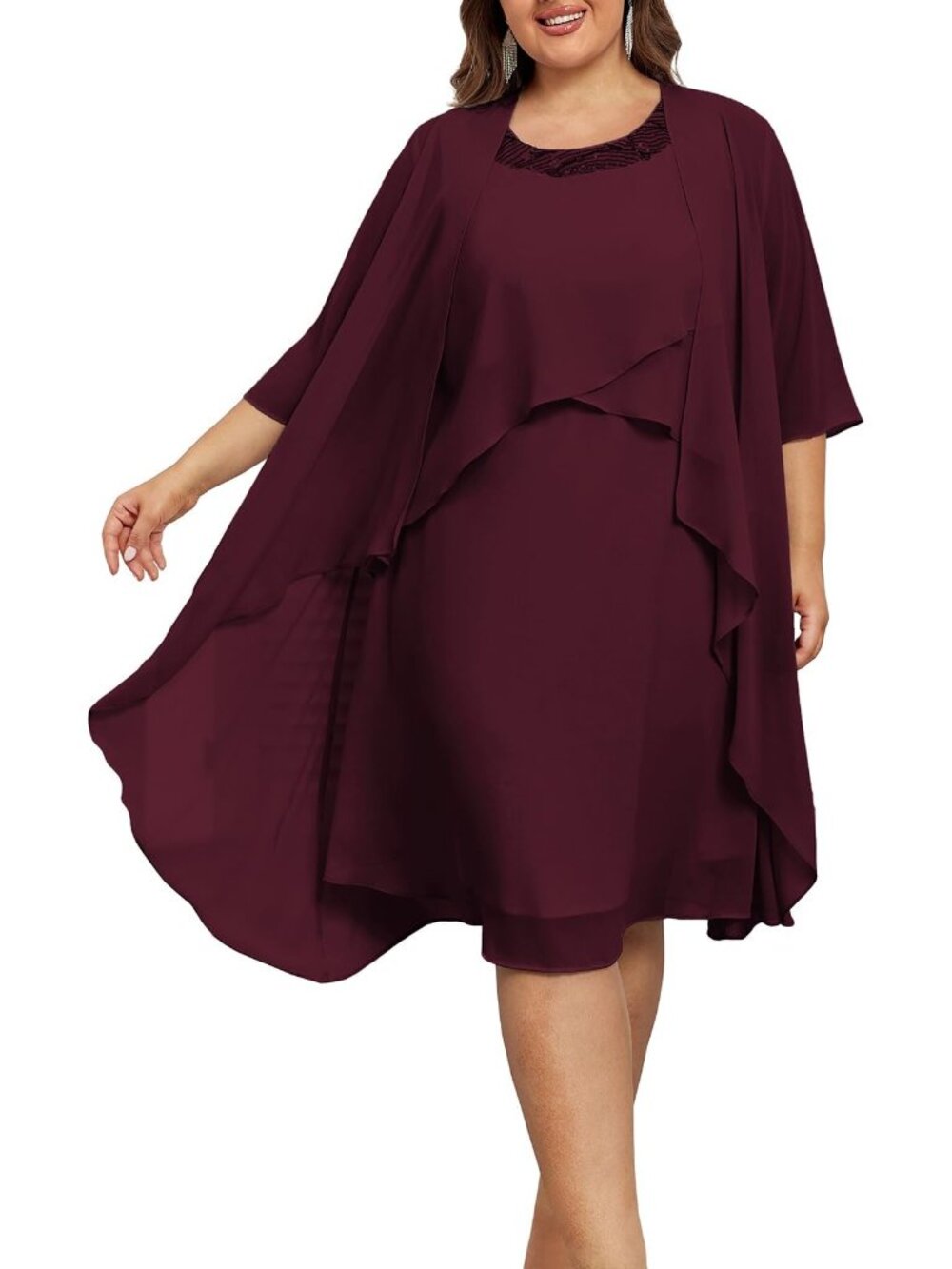 NWT Hanna Nikol Dress Mother of The Bride Wedding Guest with Jacket Wine Red 20W